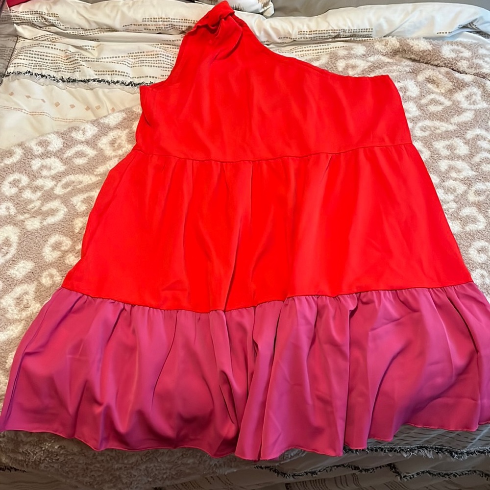 SHEIN One Shoulder Color Block Dress
